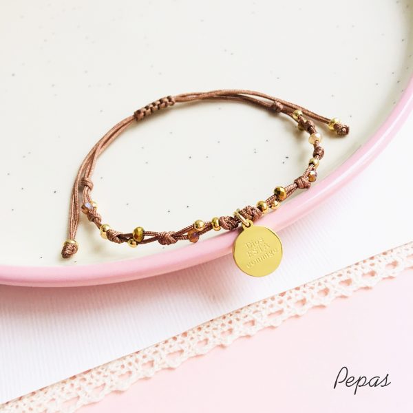 Pulsera de Muranos con Placa con Mensaje