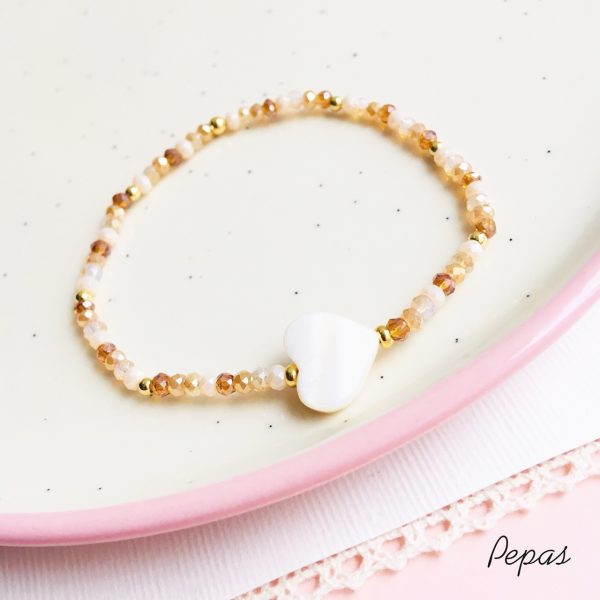 Pulsera de Muranos con Dije de Corazón