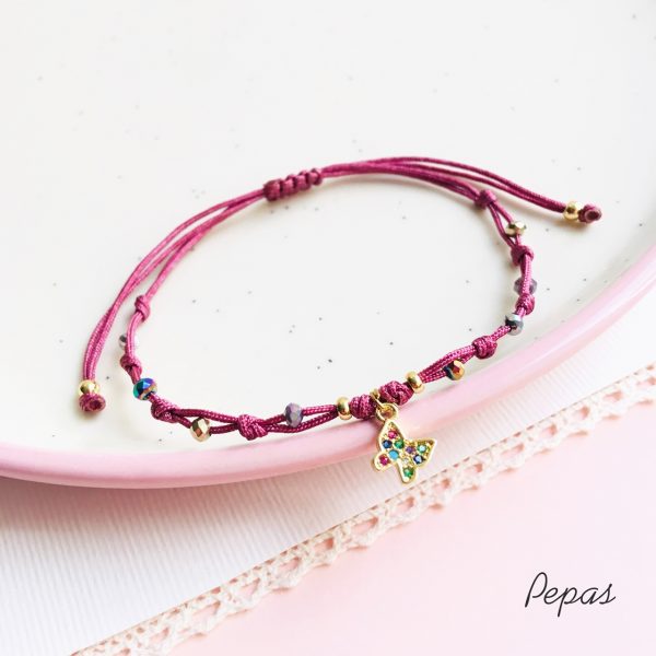Pulsera de Muranos con Dije de Mariposa