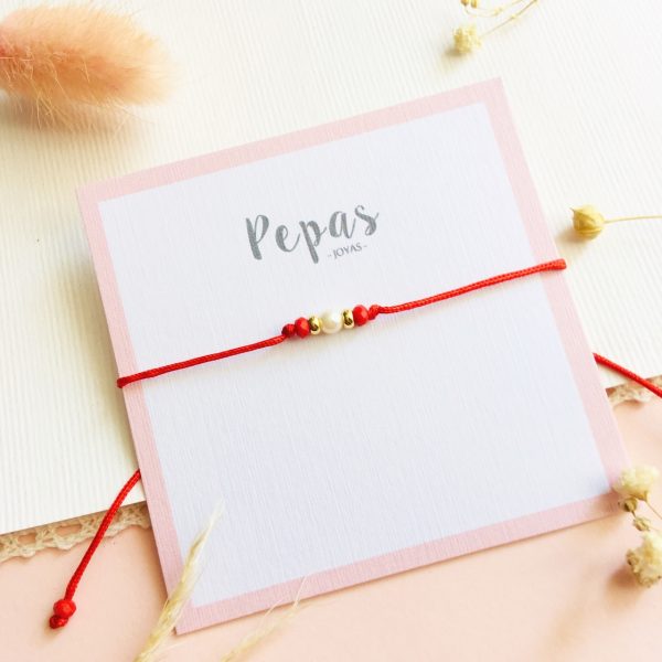 Pulsera de Hilo con Dije de Perla