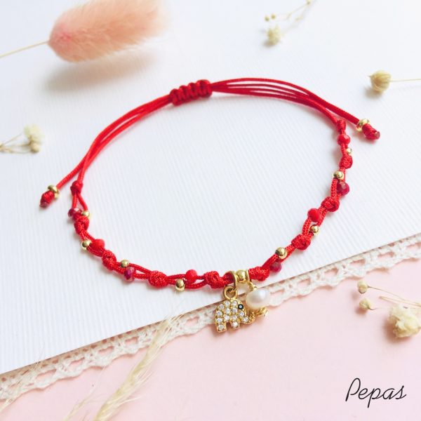 Pulsera de Muranos con Dije de Elefante y Perla del Río