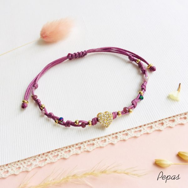 Pulsera de Muranos con Dije de Corazón