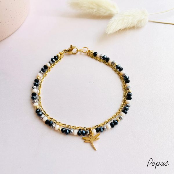Pulsera de Muranos con Dije de Libélula