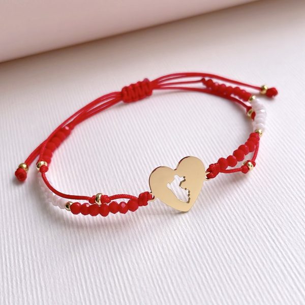 Pulsera de Muranos con Dije de Mapa en Corazón