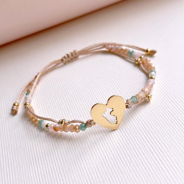 Pulsera de Muranos con Dije de Mapa en Corazón
