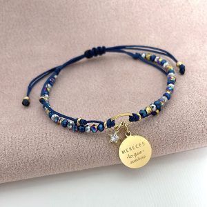 Pulsera de Muranos con Placa con Mensaje y Estrella