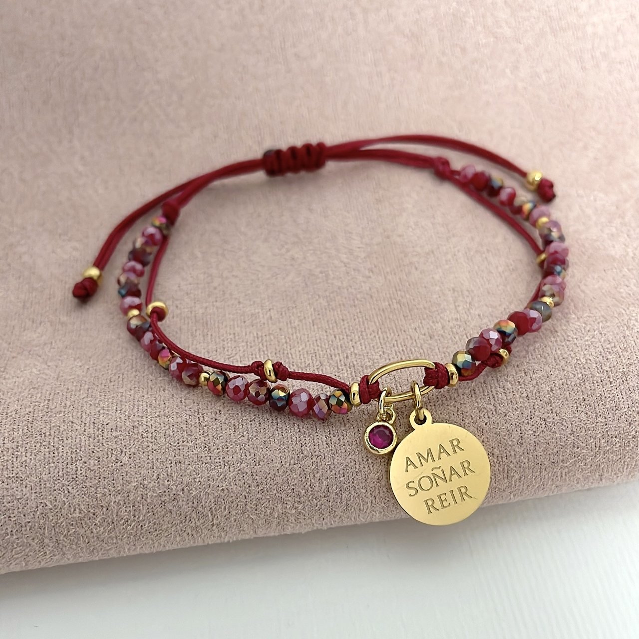 Pulsera de Muranos con Placa con Mensaje y Circón