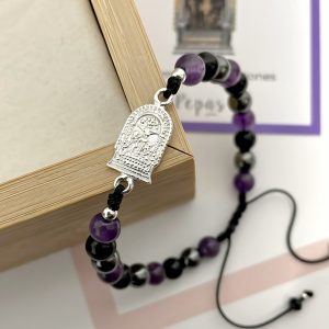 Pulsera de Piedras Naturales con Señor de los Milagros